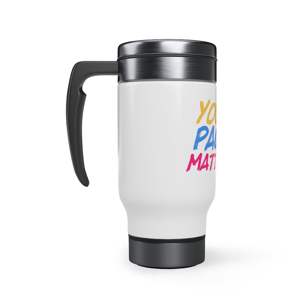 YPM Stainless Steel Travel Mug with Handle, 14oz